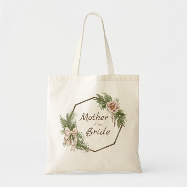 Tote Bag Nœuds Floraux Rose Pâle pour la Mère de la Mariée (Devant)