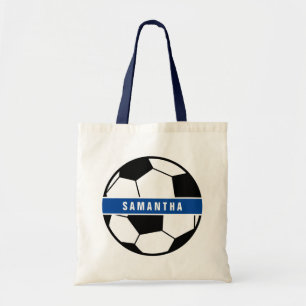 Tote Bag Noir Blanc & Bleu Football Football Sport Monogram