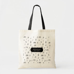 Tote Bag Noir & blanc Notes musicales Symbole Nom du Motif