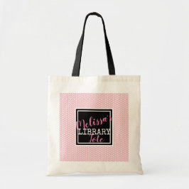 Tote Bag Noir blanc rose. Votre bibliothèque nommée de