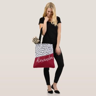 Tote Bag Noir Blanc Rouge moderne Personnalisé