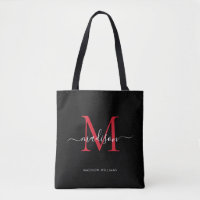 Noir Bourgogne Rouge Monogramme Nom initial