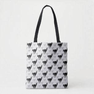 Tote Bag Noir Chat Shadow Silhouette Motif Design