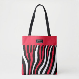 Tote Bag , Noir et blanc épaule dépouillée par zèbre ro
