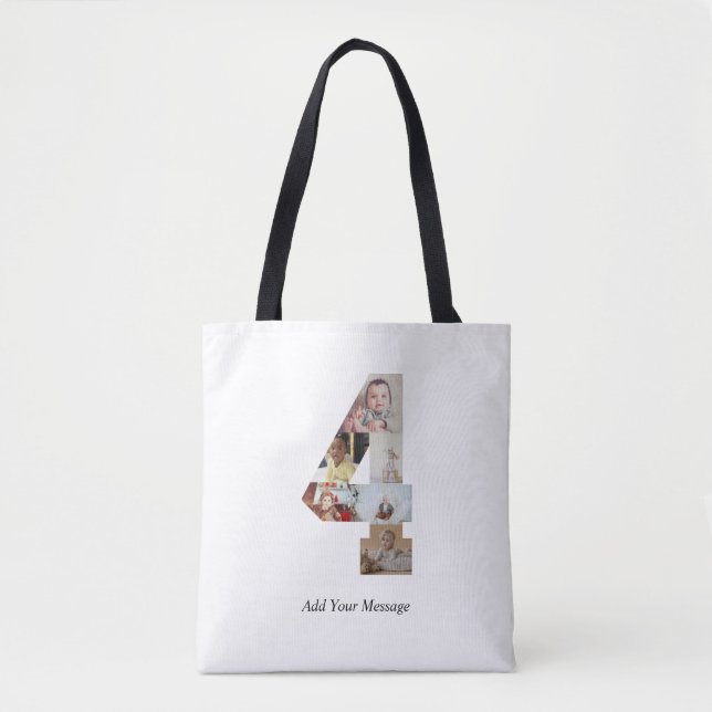 Tote Bag Noir et blanc Numéro 4 Photo Collage (Devant)