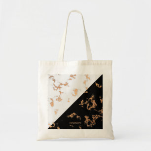 Tote Bag Noir et Marbre blanc