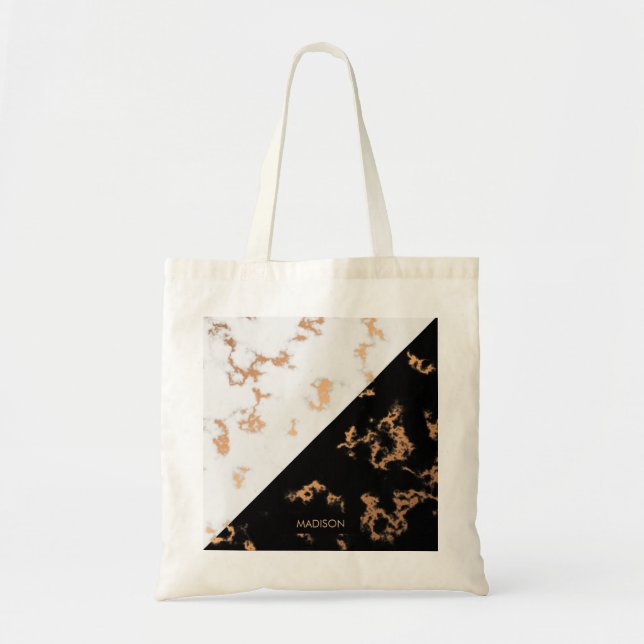 Tote Bag Noir et Marbre blanc (Devant)
