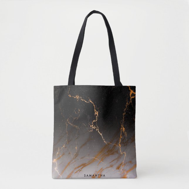 Tote Bag Noir et Marbre blanc (Devant)