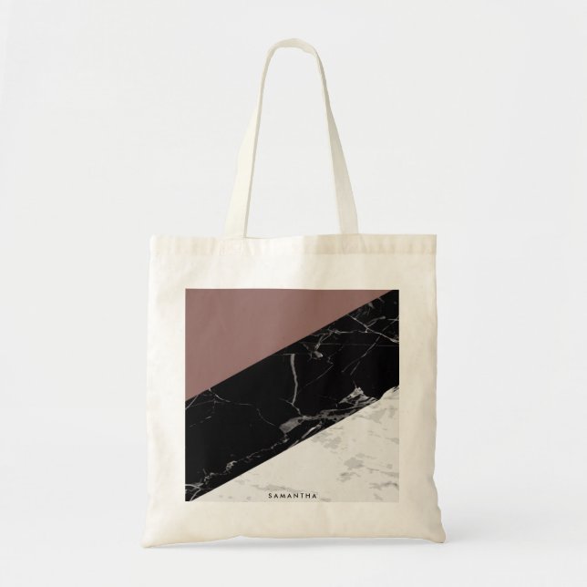Tote Bag Noir et Marbre blanc (Devant)