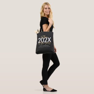Tote Bag Noir et or script moderne design graduation à
