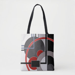 Tote Bag Noir et rouge, abstrait, peinture, géométrique