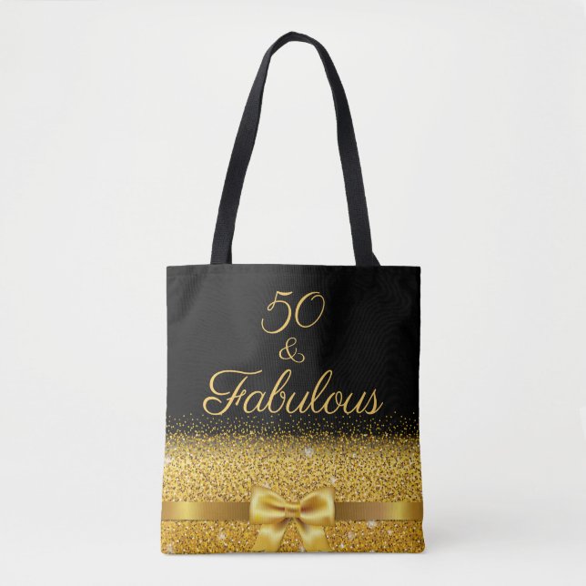 Tote Bag noir fascinant d'étincelle de l'arc 50 d'or (Devant)