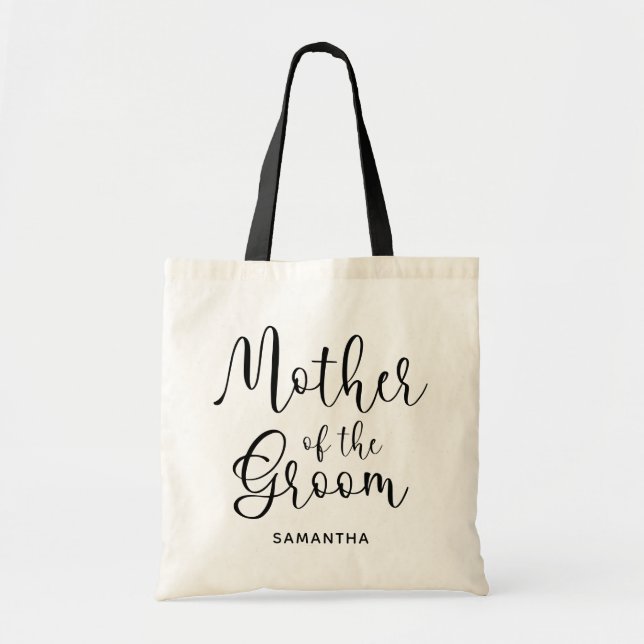 Tote Bag Noir Moderne Calligraphie Mère de la Salle (Devant)