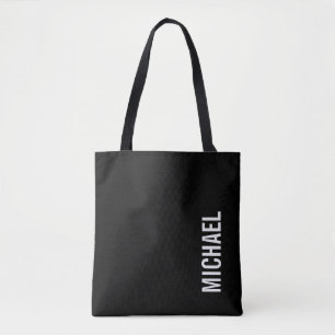 Tote Bag Noir moderne minimaliste Nom personnalisé