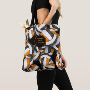 Tote Bag noir orange équipe couleurs volleball nom de l'ent