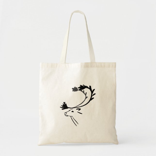 Tote Bag Noir renne (Devant)