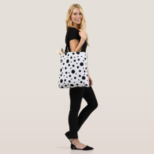 Tote Bag Noir sur le Motif Polka blanc