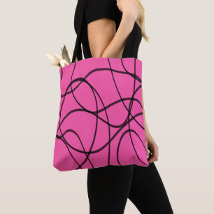 Tote Bag Noir sur le ruban rose