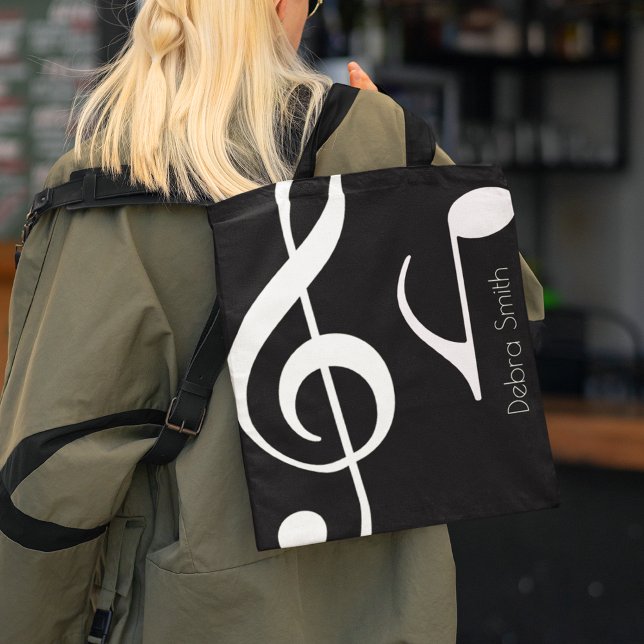 Tote Bag Nom avec le bloc Notes musicales. (Créateur téléchargé)