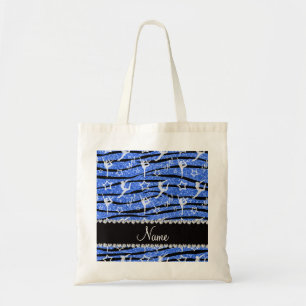 Tote Bag Nom bleu gymnastique parties scintillant zèbre ray