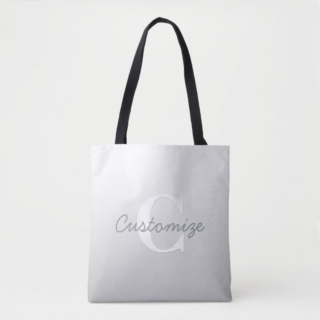 Tote Bag Nom cursif ou autre texte avec monogramme | Dégrad (Devant)
