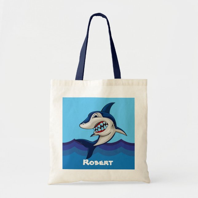 Tote Bag Nom d'ajout de requin mignon (Devant)