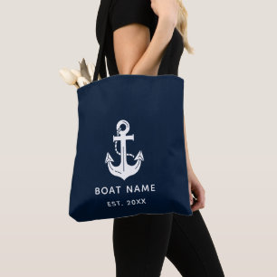 Tote Bag Nom de bateau nautique personnalisé Ancre