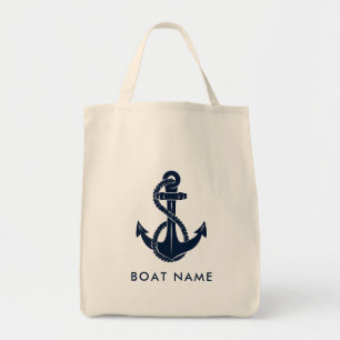 Tote Bag Nom de bateau personnalisé Ancre Naútíque