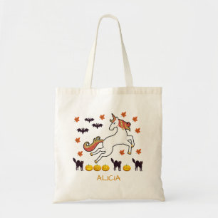 Tote Bag Nom de chats Citrouille Unicorn Halloween mignon e