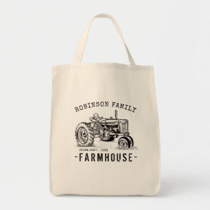 Tote Bag Nom de famille Farmhouse Russe Tracteur Vintage