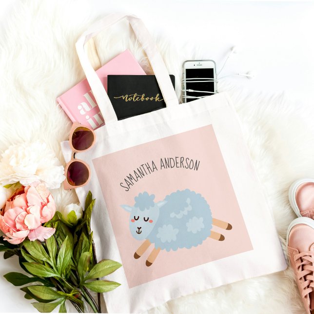 Tote Bag Nom de jeune fille Beauty Pastel Pink Sheep and Ki (Créateur téléchargé)