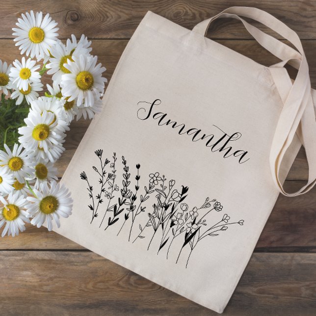 Tote Bag Nom de la servante florale Bachelorette (Personalized Bridesmaid Tote Bag)