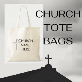 Tote Bag Nom de l'église avec la croix chrétienne