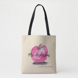 Tote Bag Nom de l'enseignant Apple personnalisé de l'étudia