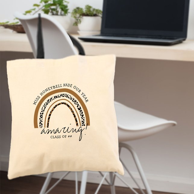 Tote Bag Nom de l'enseignant Empreinte de léopard de classe (Créateur téléchargé)