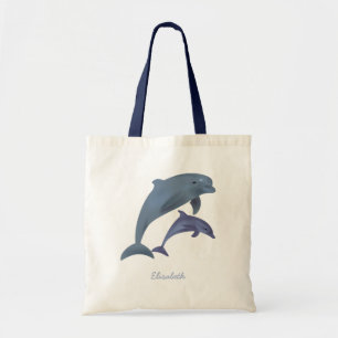 Tote Bag Nom de l'illustration de dauphins en saut