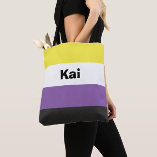 Tote Bag Nom de l'indicateur de la fierté non binaire ou mo