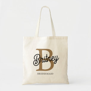 Tote Bag Nom de monogramme moderne  Demoiselle d'honneur éc