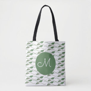 Tote Bag Nom de motif dessiné à la main de verdure de feuil