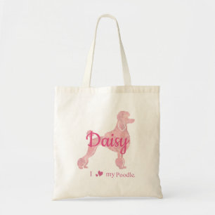 Tote Bag Nom de Poodle Personnalisé Cadeau Rose Pastel pour