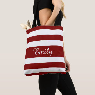 Tote Bag Nom de rayures rouges modernes