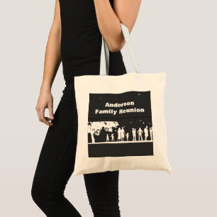Tote Bag Nom de réunion de famille Graphique noir et blan
