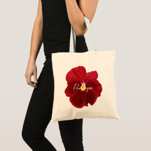 Tote Bag Nom de script de photo de pensée bordeaux rouge él
