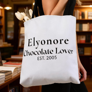 Tote Bag Nom de script noir amateur de chocolat établi