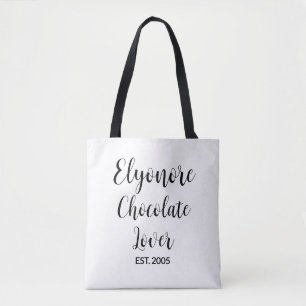 Tote Bag Nom de script noir amateur de chocolat établi
