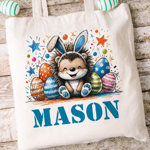 Tote Bag Nom des enfants de Pâques Garçons Bunny Hérisson