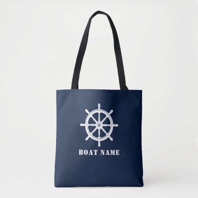 Tote Bag Nom du bateau Navires nautiques Helm Deep Navy Blu (Devant)