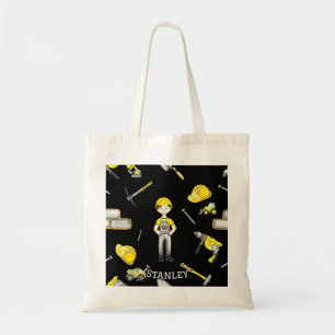 Tote Bag Nom du boite de camion de construction jaune migno