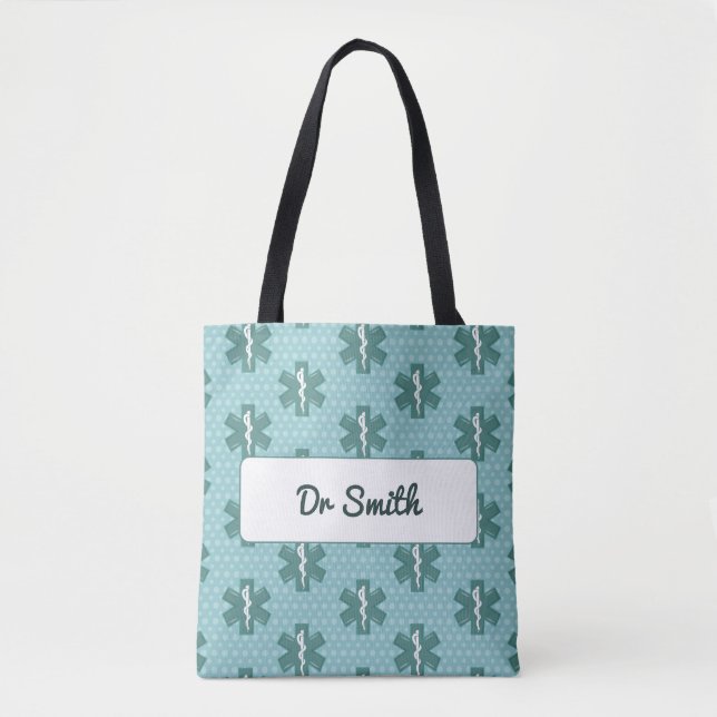 Tote Bag Nom du médecin personnalisé symbole médical (Devant)