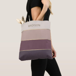 Tote Bag Nom du monogramme d'or des rayures larges modernes